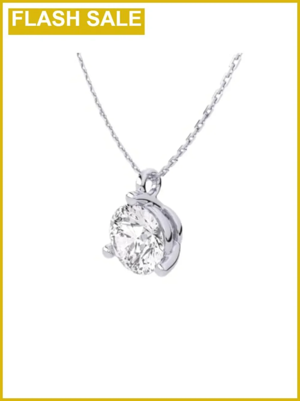 1 Carat Lab Grown Diamond Round Pendant Necklace 14K White Gold Solitaire